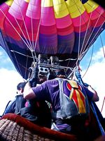 On the way up in a hot air balloon for a skydive