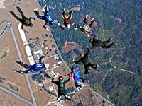 Skydivers forming a circle